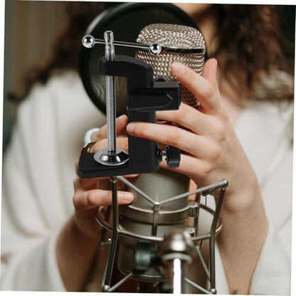 YARNOW Adjustable Microphone Boom Arm Stand Metal Base Desk Clamp for Streaming Podcasting and Recording Compatibility with Various Mic Models Space Saving Design and Easy Assembly