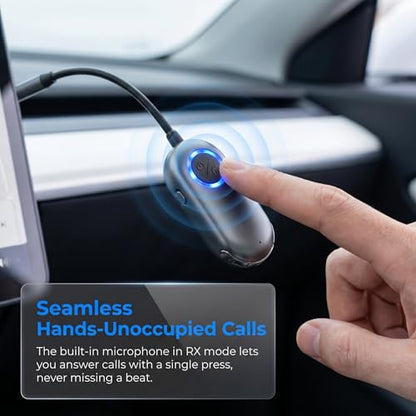 2026 Upgraded Bluetooth Transmitter Receiver for 2 AirPods or BT Devices | Airplane Travel Essentials 2-in-1 Wireless Bluetooth Adapter for Headphones, 3.5MM AUX Jack Adapter on Flight, TV, Car Stereo
