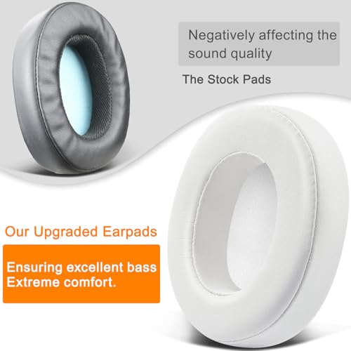 SOULWIT Replacement Earpads for Skullcandy Hesh 3/ANC/Evo & Crusher Wireless/540/ANC/Evo & Venue ANC Over-Ear Headphones, Ear Pads Cushions with Protein Leather, Noise Isolation Foam - White - color: White