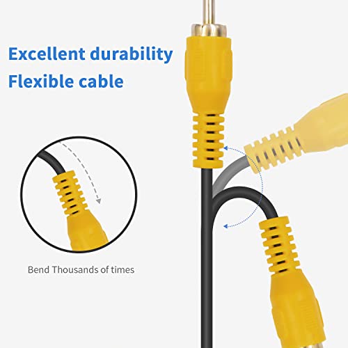 Duttek 5ft/1.5M Right Angle RCA Cable, 90 Degree Male to Male Stereo with 4K Gold-Plated Port for Amplifiers, Home Theater, HDTV, Home Stereo and DVD - size: 5ft/1.5M, style: 90 Degree RCA Male to Male