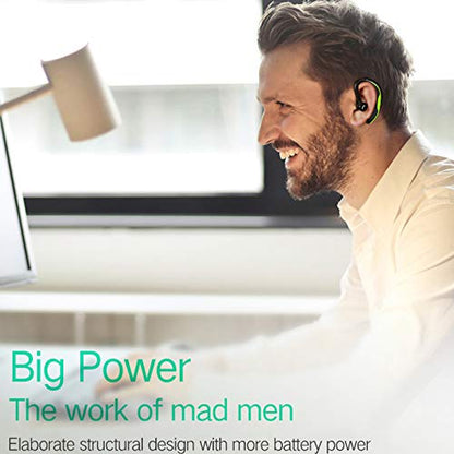 Wireless Earpiece Wireless Headphone Handsfree Call Headset Noise Cancelling Earbud Long Talk Time Earphone Compatible with Smart Cell Phones Car Driver Trucker Business Office Men Women (Green) - color: Green