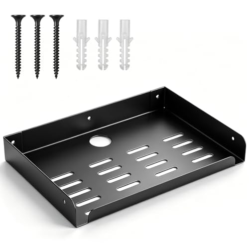 Metal Floating Shelf, 12" x 8" Wall Mounted Shelf Bracket | Storage Rack for Router, Game Console, TV Components, DVD Player, Cable Box
