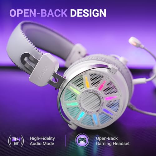FIFINE Open Back Gaming Headset with 7.1 Surround Sound, Flowing RGB, USB Control Box, Soft Ear Pads, Wired Headset with Noise canceling Mic for PC, PS5, PS4, Laptop, Mac - H19WP