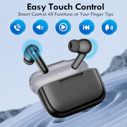 kurdene Wireless Earbuds, Bluetooth 5.3 in Ear Buds Light Weight Headphones with Deep Bass Sound,48 Hours Playtime Headset,Clear Calls Earphones with Mics for Sports Workout Black - color: Black