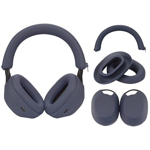 Adhiper Silicone Sweat Case Cover for Sony WH-1000XM5 Headphones,Embody Headphone Case Covers for Earpads/Headband/Shell, Sweatproof Soft Silicone Accessories（Blue） | Soft Silicone Case, 3-in-1 Headphone Covers with Ear Cover & Headband Cover & Shell Prot