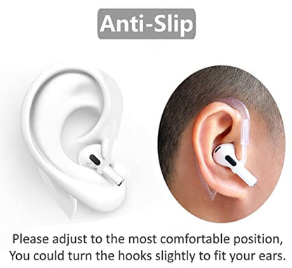 3 Pairs Ear Hooks Compatible with AirPods Pro 2nd 1st and 3 2 1, 360 Angle Rotation Adjustable Length Anti-Slip Sport Earhooks Wing Tips Holder Compatible with AirPods 3 2 1 and Pro 2 1 - Translucent - color: translucent