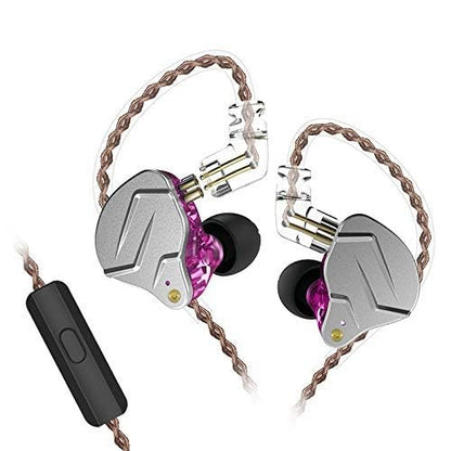 KZ ZSN Pro Dual Drivers 1BA 1DD in Ear Earphones HiFi Power Bass Earbuds Headphones High Clarity Sound Wired Earphones with Detachable Cable for Audiophile Musician - color: ZSN Pro-purple, size: With Mic