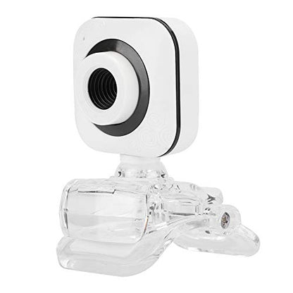480P Computer Camera - PC Webcam with Transparent Clip - Built in Microphone - for Laptops and Desktop - for Video Calling, Conferencing, Gaming(White)