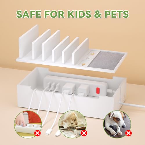 Pezin & Hulin Charger Station Organizer, No Power Charging Supply-White - color: White