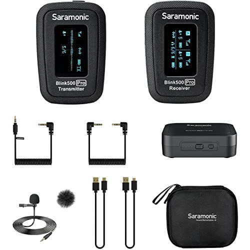 Saramonic Advanced 2.4 GHz Wireless Clip-On Microphone System with Lavalier & Dual-Channel Receiver for Cameras, Mobile Devices and More (Blink 500 Pro B1), Black,1x TX - TRS/TRRS, BLINK500PROB1 - color: Blink500 Pro B1