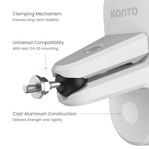 Kanto SPW3W Universal Satellite Speaker Wall Mount Bracket | ¼-20 Thread Attachment | Tilt, Swivel & Rotation | Holds 12 lbs (5.4 kg) | Wire & Cable Management | No Visible Hardware | Pair | White - color: White