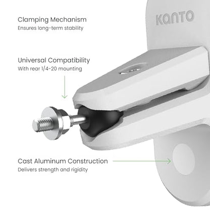 Kanto SPW3W Universal Satellite Speaker Wall Mount Bracket | ¼-20 Thread Attachment | Tilt, Swivel & Rotation | Holds 12 lbs (5.4 kg) | Wire & Cable Management | No Visible Hardware | Pair | White - color: White