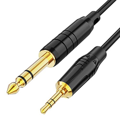 1/8 to 1/4 Stereo Bidirectional 6.35mm 1/4" to 3.5mm 1/8" TRS Guitar Cord | 6.35mm Male to 3.5mm Male Audio Aux Cable forLaptop, Home Theater Devices, Keyboard Piano,Speaker and Amplifier 3.6~16ft - size: 3.3Feet