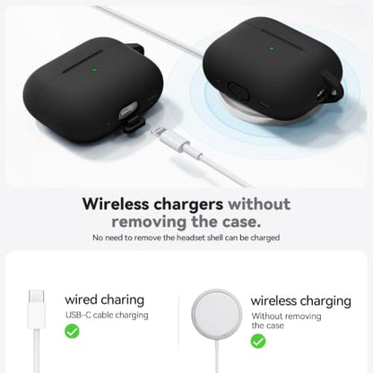 Ljusmicker for AirPods Pro 3 Case 2025 with Cleaner Kit,Black | Soft Silicone Protective Cover for Apple AirPod Pro 3rd Generation Case with Keychain for Women Men,Shockproof - color: A-Black