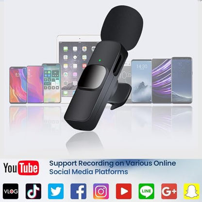 Mini Microphone, 3 in 1 Wireless Microphone for iPhone, iPad, Android, Camera, Professional Wireless Lavalier Lapel Mics for Recording, YouTube, TikTok - style: Lightning+USB C+3.5mm Jack
