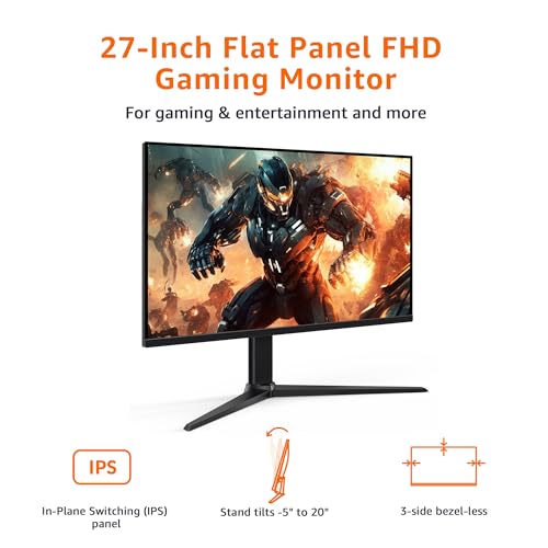 Amazon Basics 27 inch Gaming Monitor, FHD 1080P, 165Hz, VESA Compatible, Adaptive sync, 1ms Response, Black - size: 27", style: 165Hz
