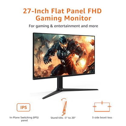 Amazon Basics 27 inch Gaming Monitor, FHD 1080P, 165Hz, VESA Compatible, Adaptive sync, 1ms Response, Black - size: 27", style: 165Hz