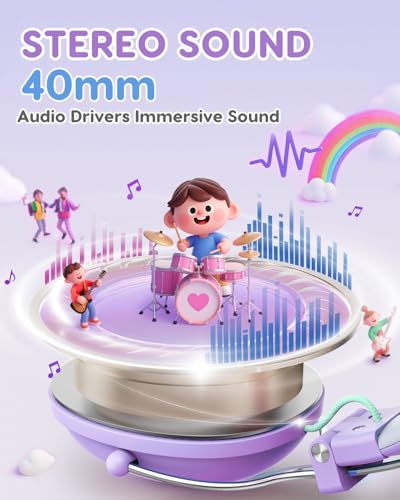 Acer Kids Headphones Wired for School, 74-85dB Limiter, Purple-Green OHW342 - color: Purple Green