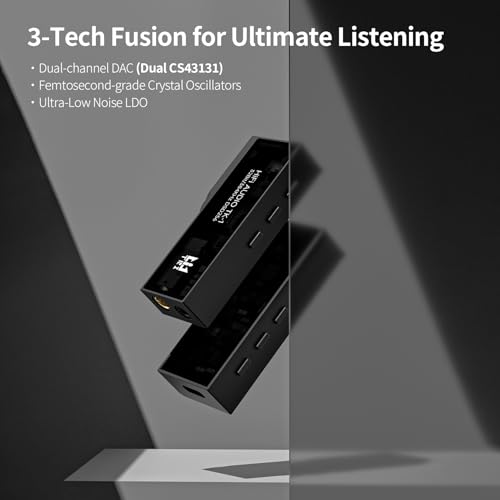 YINYOO TRI TK1 USB C DAC Headphone Amp Mini Amplifier, USB C to 3.5mm 4.4mm Amp with Dual CS43131 Decoder, Headphone Splitter Portable IEM DAC for KZ ZS10 PRO in Ear Monitor (Lighting-Jack - style: Lighting-Jack