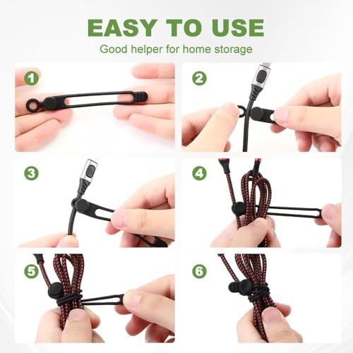 Silicone Cable Ties Reusable, Data Cable Organizer & Cord Management Straps, Elastic Cable Wrap for Wires, Charger, Earphones, USB Cables, Cable Management Organizer for Home Office Desk (24)