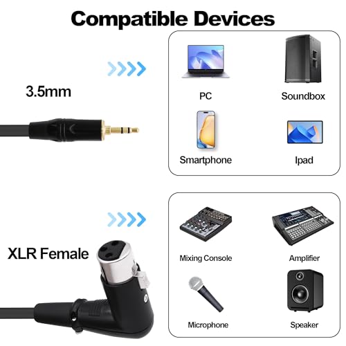 3.5mm TRS to XLR Male Balanced Audio Cable Adapter 1M | Right Angle XLR Male to 1/8 inch Male,HiFi Stereo Speaker Cord,for Smartphone Laptop Mixer Speake - style: male to female