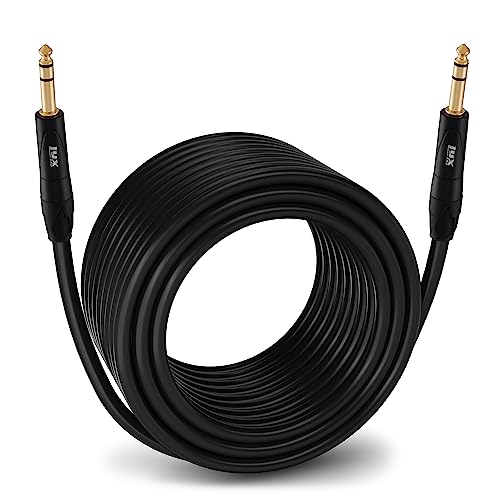 LyxPro 100 Feet ¼ TRS to ¼ TRS Balanced Audio Cable, Superior Signal Transfer, Crystal Clear High Frequency, Noiseless, Durable & Flexible Patch Cable, Professional Grade Heavy Duty Male to Male - size: 100 Feet