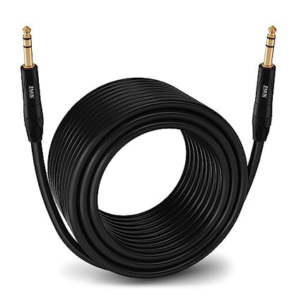LyxPro 100 Feet ¼ TRS to ¼ TRS Balanced Audio Cable, Superior Signal Transfer, Crystal Clear High Frequency, Noiseless, Durable & Flexible Patch Cable, Professional Grade Heavy Duty Male to Male - size: 100 Feet