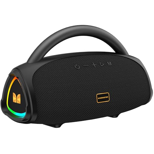 Monster Prism Pro Bluetooth Speaker, Portable Wireless Speaker, 60W True Wireless Stereo, 24H Playtime,TWS Pairing, Bluetooth 6.0, RGB Lights, AUX,USB & TF-Card Input, for Outdoors/Beach/Travel