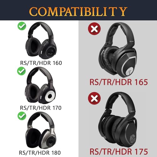SOULWIT Velour Headband Cover for Sennheiser HDR160(HDR 160/RS160/TR160), HDR170(TR170/TR 170/RS170)/HDR180(TR180/RS 180) Headphones, Replacement Headstrap Pad Repair Part - Black