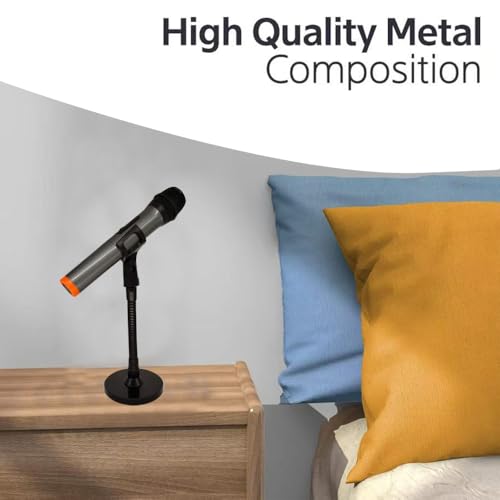 Microphone Stand for Podium Wall Mount with Flexible Gooseneck Arm 6inch Counterweight Base,Desk&Table Stands Multi-function DIY Holding Mic,Phone, Make-up Mirror Male 5/8&Female5/8 in Black.
