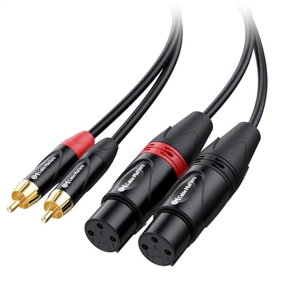 Cable Matters Dual XLR to RCA Cable, Dual Female XLR to RCA, 10ft | Unbalanced Stereo Interconnect, Oxygen-Free Copper, Braided Shielding, Gold-Plated RCA Connectors - size: 10 Feet