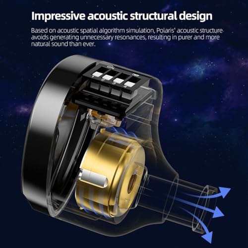 CCA Polaris 4 Tone Adjustable in Ear Monitor Headphones, High-Sensitivity Dual-Cavity Dynamic Driver IEM Earphones, HiFi Stereo Gaming Earbuds with 2pin Detachable Cable - size: With Mic
