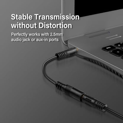 2.5mm TRS Audio Aux Cable,2.5mm Male to Female Stereo Audio Extension Cable for Smartphone,Headphone,Mp3 Player（0.3M）