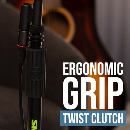 Shure by Gator Round Base Desktop Mic Stand with 6" Base (SH-DESKTOP1) | Designed to reduce movement and vibration, this simple mic stand is great for podcasts, live streams, or meetings.