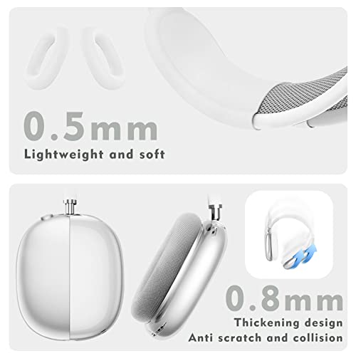 for AirPods Max case Cover,Anti-Scratch Ear Pad Case Cover/Ear Cups Cover/Headband Cover for AirPods Max. Clear Soft TPU and Silicone,Skin Scratch Proof. - color: 3PC-Clear White
