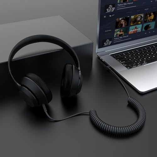 Alitutumao Coiled Audio Cable Compatible with Beats Studio 2/3, Solo 4/3/2, Pro – 3.5mm to 3.5mm Aux Headphone Extension Cord (2-9FT)