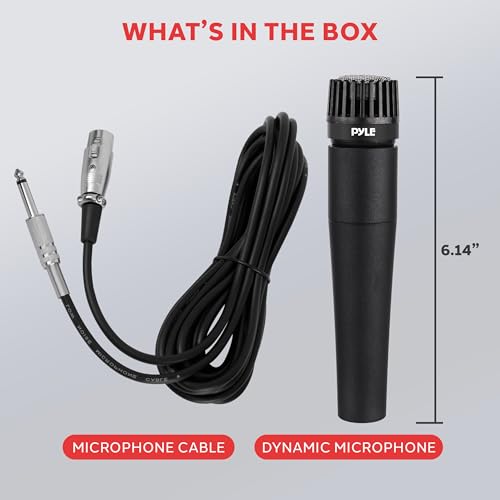 PylePro Dynamic Handheld Microphone, Professional Moving Coil Mic with Built-in Pop Filter, Wide Frequency Response, High Signal Output, Rugged Design, Low Noise Circuitry, 15' ft. XLR Cable Included - style: 1-Pack