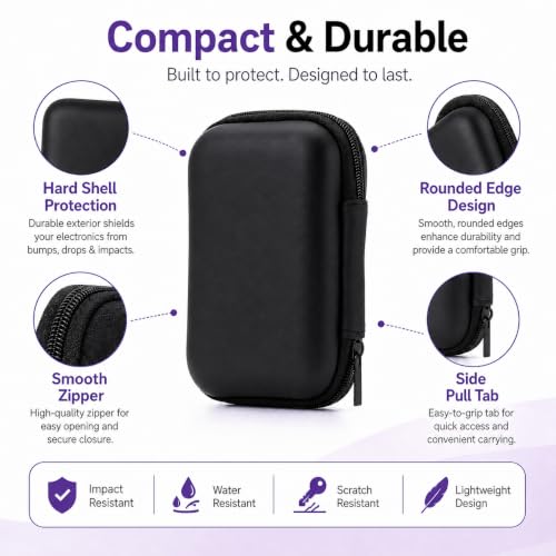 Headphone Case Hard Edge Zipper Bag Compact Portable Headset Storage Bag For Wireless,Headphones Earbuds Cables Charging Cable Travel Waterproof Commuting Home - color: Black