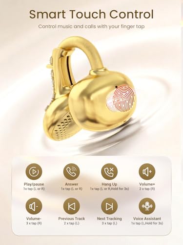 JewelPods C3 Wireless Bluetooth Earbuds, Jeweled Open-Ear Headphones, Gold - color: Gold