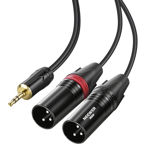 NEEWER 3.5mm 1/8 Inch TRS AUX to Dual XLR Breakout Cable, 3ft Male to Male Audio Cord Adapter Connector for Phone Tablet Laptop Voice Recorder MP3 Player Mixer Speaker Studio Monitor PA System, MS024 - size: 3.5mm（91cm）, style: Dual XLR Male