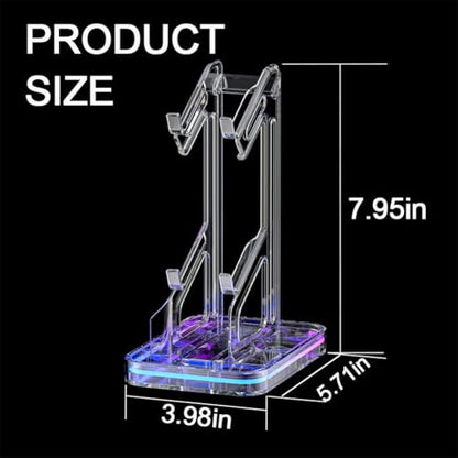 Universal Gaming RGB Dual Controller Holder Headset Stand with RGB Light and 2 USB Charging Storage Ports,Headphone Hanger Gaming Accessories for Desk Compatible with Switch Xbox PS5 PS4 Controller-H