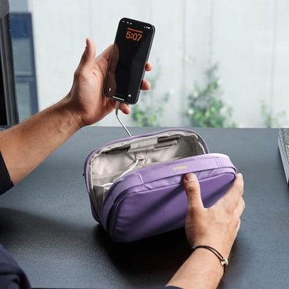 Orbitkey 2-in-1 Tech Accessory Pouch - Lilac | Detachable Slim Sleeve | Organizes Cables & Chargers | Water-Resistant Fabric | Travel Ready - color: Lilac