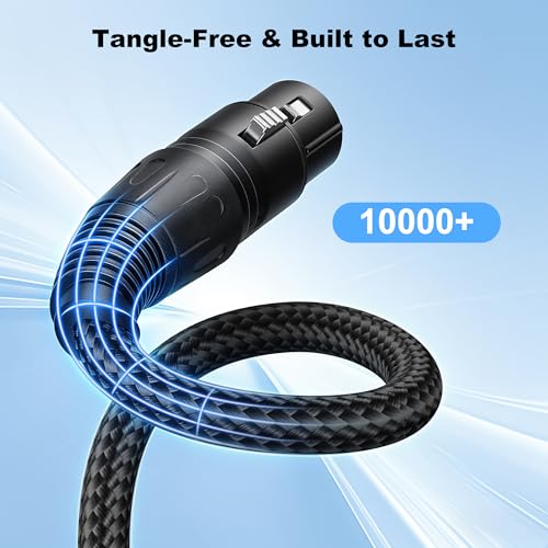 New Bee XLR Cable 6ft 2-Pack Male to Female Microphone Cable | Balanced 3 Pin, Nylon Braided, for Studio Recording, Mixing, Powered Speakers & Audio Interface - size: 6 Feet