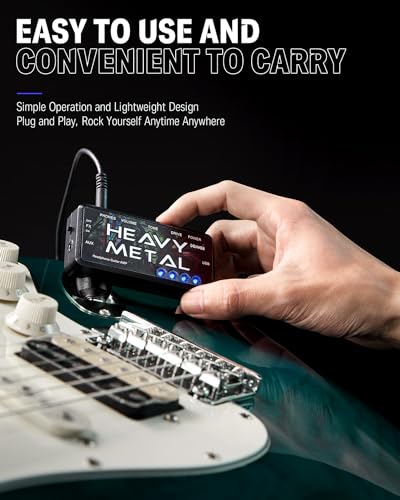 Donner Guitar Headphone Amp Heavy Metal USB Rechargeable Mini Pocket Headphone Amplifier for Electric Guitar - color: Heavy Metal