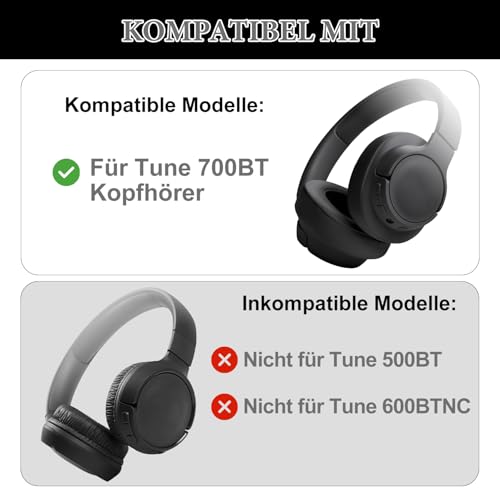 Aiivioll Replacement Ear Pads for JBL Tune 700BT, 710BT, 720BT, 750BTNC, 760NC Headphones, Protein Leather & Noise Isolation Foam (Black) - color: Black, size: Tune 700BT