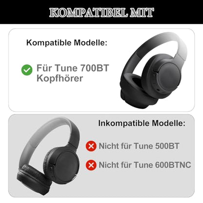 Aiivioll Replacement Ear Pads for JBL Tune 700BT, 710BT, 720BT, 750BTNC, 760NC Headphones, Protein Leather & Noise Isolation Foam (Black) - color: Black, size: Tune 700BT