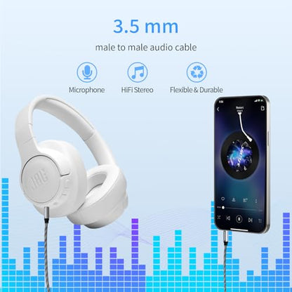 Aux Cable (9.9FT), [Copper Shell, Hi-Fi Sound] 3.5 mm Male to Male Braided Auxiliary Cord Compatible with Headphone, Smartphone, Home/Car Stereo, Speaker, Echo & More (9.9FT) - size: 9.9FT