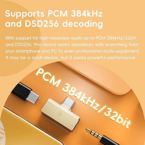FiiO/Snowsky Tiny Portable DAC & Headphone Amplifier, Hi-Res USB DAC, PEQ Precision Tuning, PCM 384kHz/DSD256 Decoding, Android App/Web Control (3.5mm + Type-C Dual Ports,Tiny A Silver)