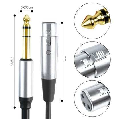 1/4 Inch TRS to XLR Female Balanced Cable, 6.35mm Male to 3-Pin XLR, 10Ft, for Microphone, Mixer, Speaker, Studio - color: grey, size: 10Ft