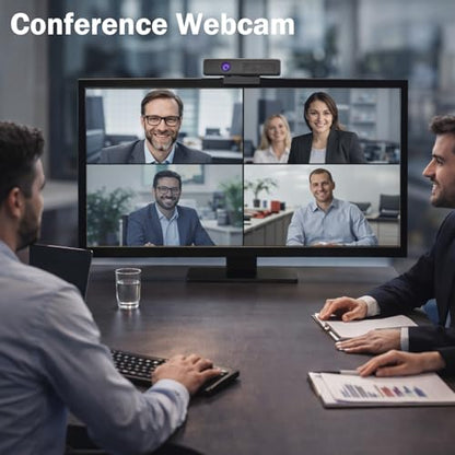 ROTOPATA 3-in-1 Full HD 1080P Conference Webcam with Speaker and 4 Mics | USB Web Cam With 90° FOV, Magnet Privacy Cover, 3W Speaker, Plug & Play, Computer Camera for Streaming Video laptop desktop